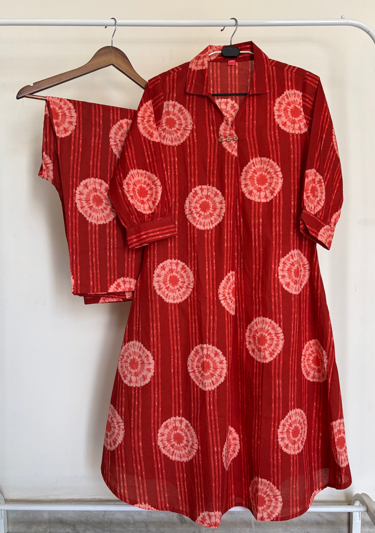 Red abstract printed