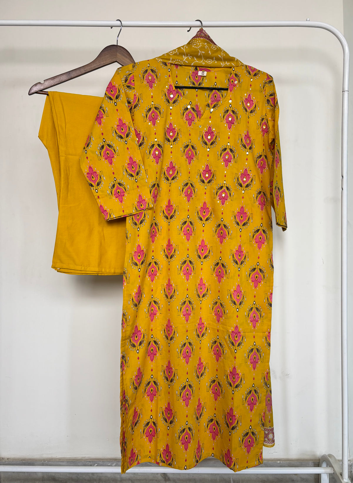 Sunny Yellow Pure Cotton Printed Suit Set