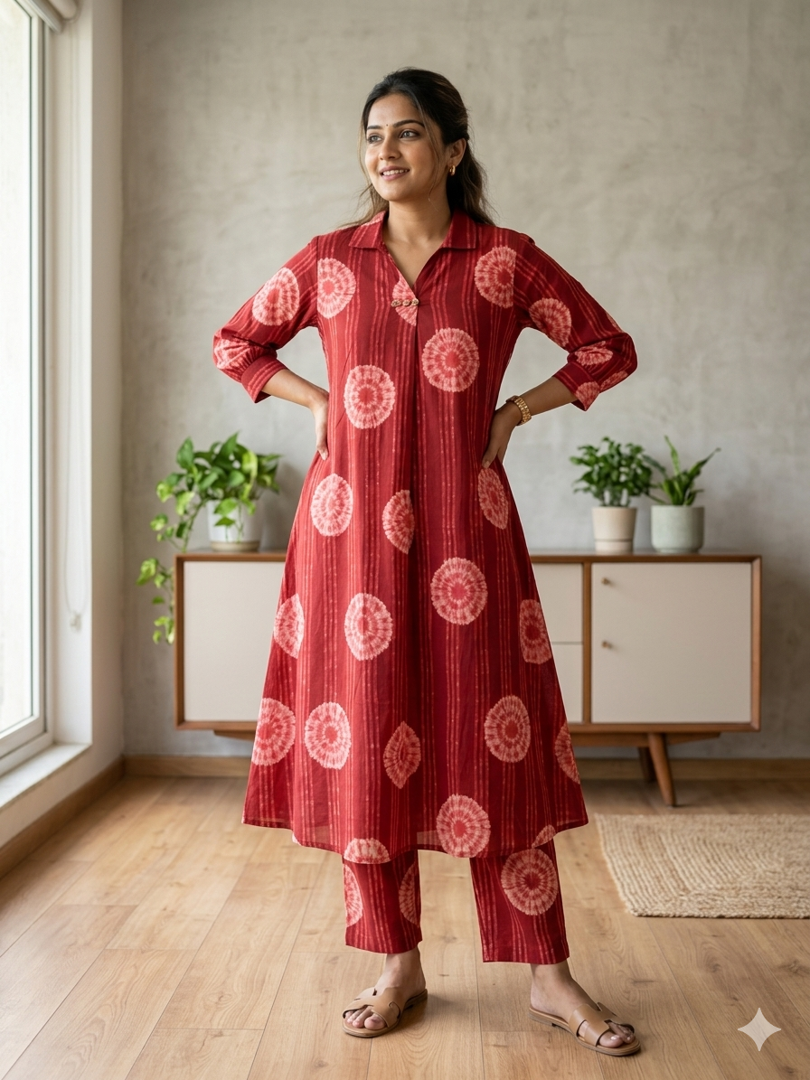 Red abstract printed